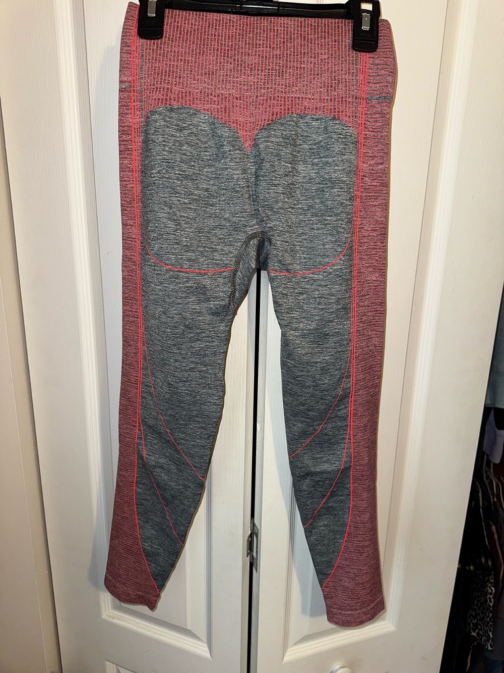 Gymshark Gray Leggings with Pink Trim